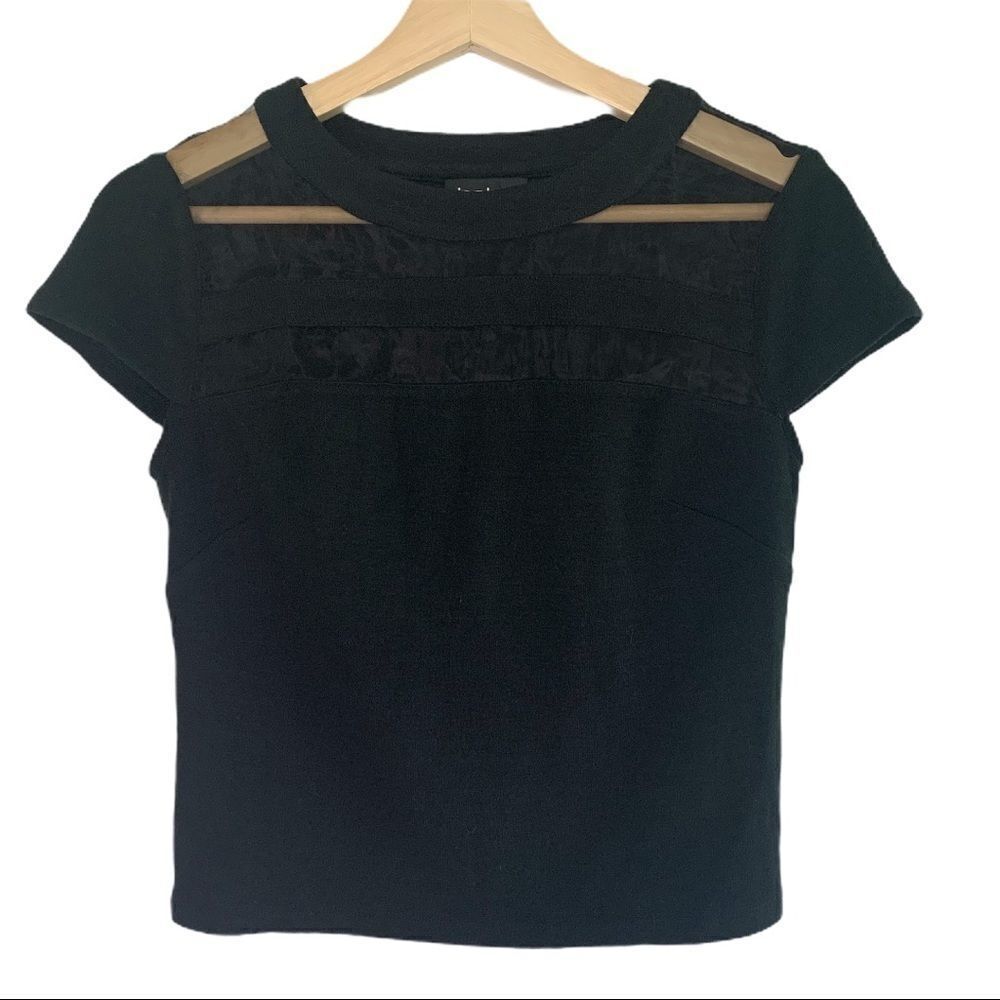 Bebe Mesh Detail Knit Crop Top